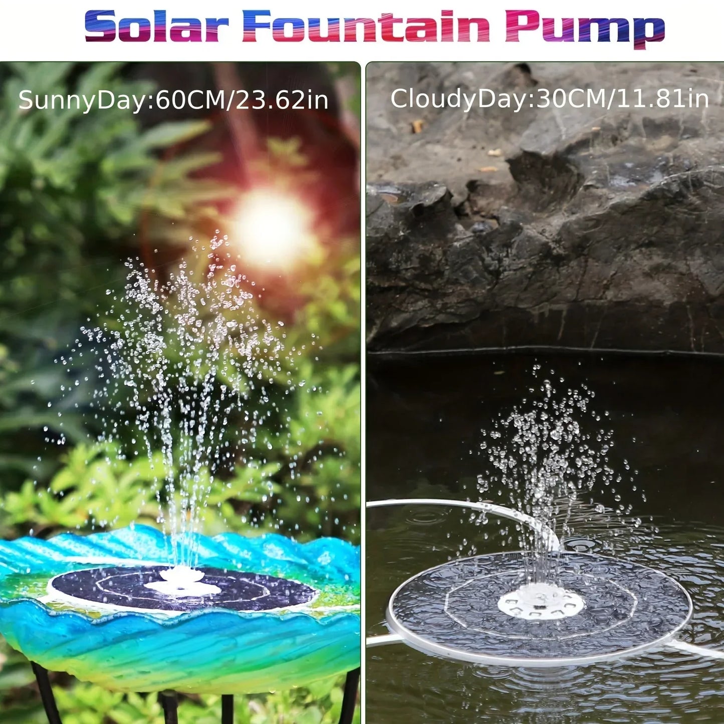 5.5W Solar Fountain Pump with LED Lights & Battery for Garden