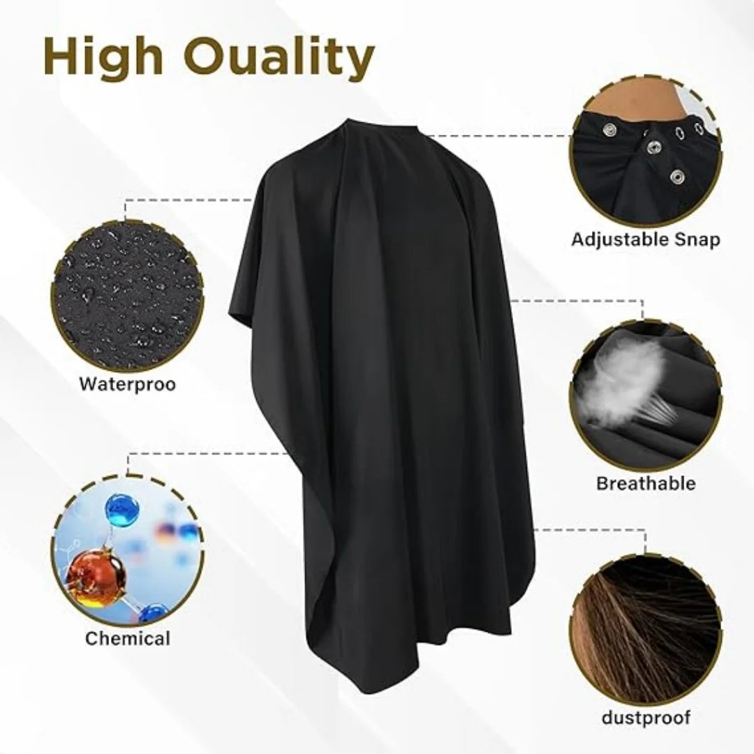 Button Collar Black Haircut Cloth Hairdressing Anti-Static Salon Gown Hidden Buckle Hairdresser Apron Haircut Capes Supplies Peaceful Pleasures Health and Wellness
