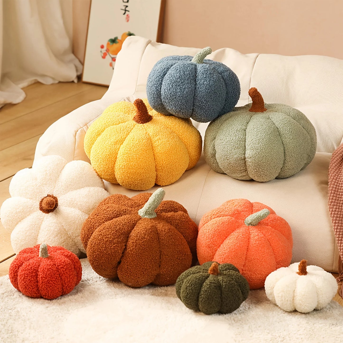 3D Pumpkin Plush Pillow | Fall Halloween Thanksgiving Décor