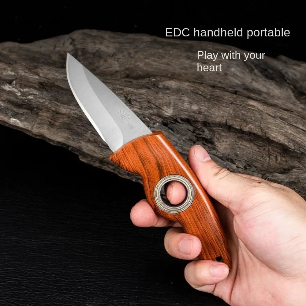 Survival Rotating Knife Outdoor Camping Gear High Hardness EDC Tool Portable Wood Pocket Knife Hunting Bushcraft Equipment Peaceful Pleasures Health and Wellness