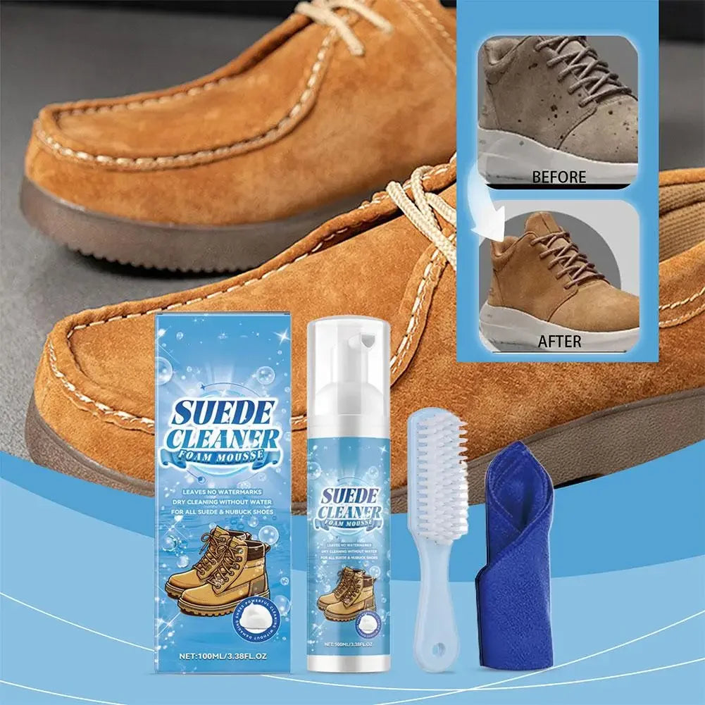 Suede Cleaner Kit No-wash Dry Cleaning Foam Univeral Decontamination for Suede Sheepskin Matte Shoes Leather Sneakers Care 100ml Peaceful Pleasures Health and Wellness