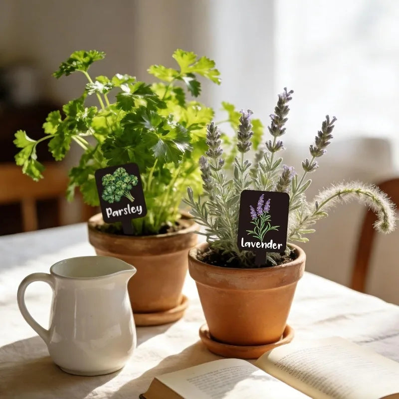 12-Pack Acrylic Herb Garden Plant Labels & Markers | Printed Names Herb Garden Markers Peaceful Pleasures Health and Wellness