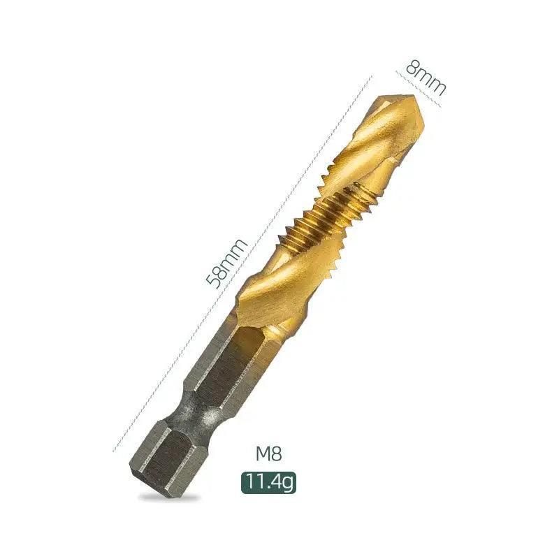 HSS Titanium Metric Tap Set M3–M10 Hex Shank 6-Piece