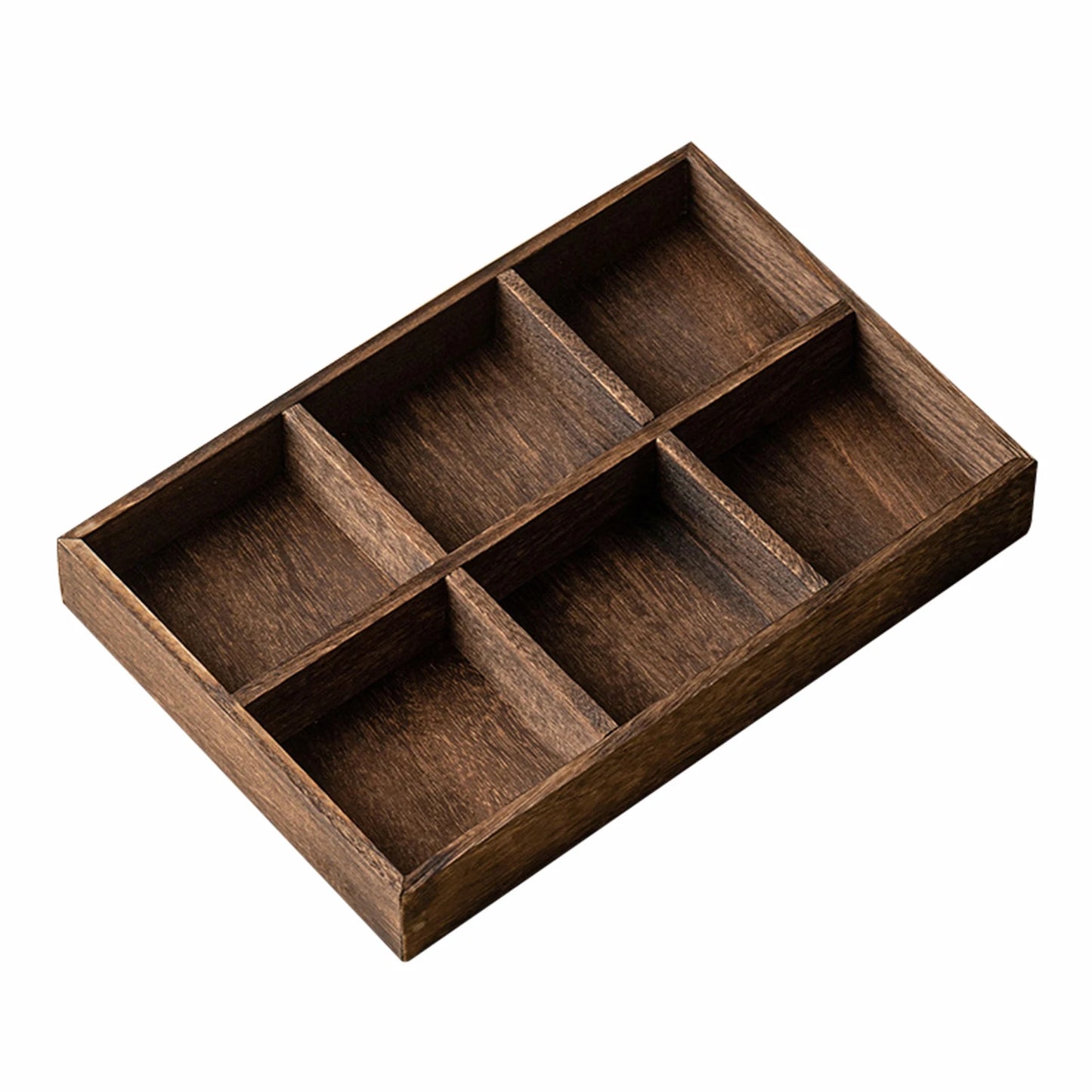 Food Tray Modern Retro Style Large Fruit Nut Platter Wood Nut Candies Serving Tray Multi Compartment Large Capacity Wood Tray Peaceful Pleasures Health and Wellness Six grid