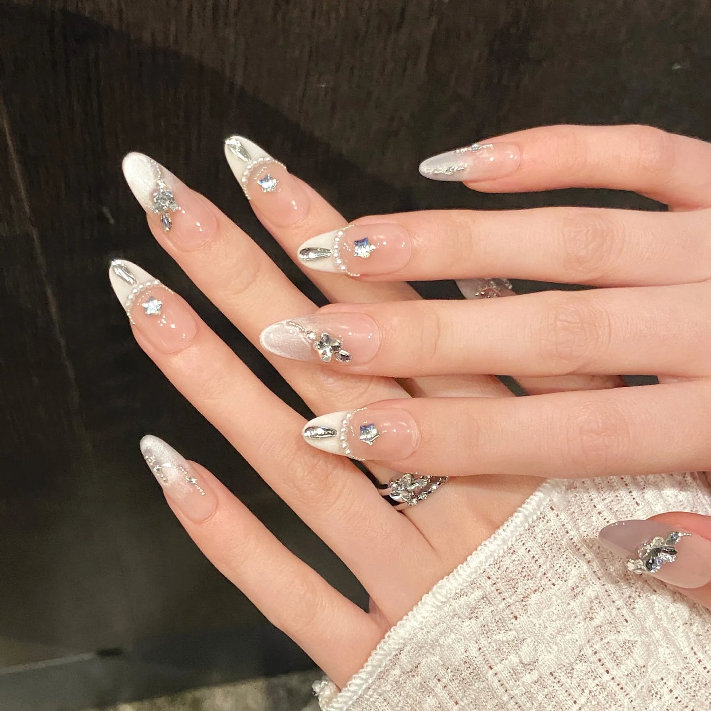 Handmade Press-On Nails 3D Strawberry Flower Aurora | 10 Pcs Press-On Nail Tips Peaceful Pleasures Health and Wellness