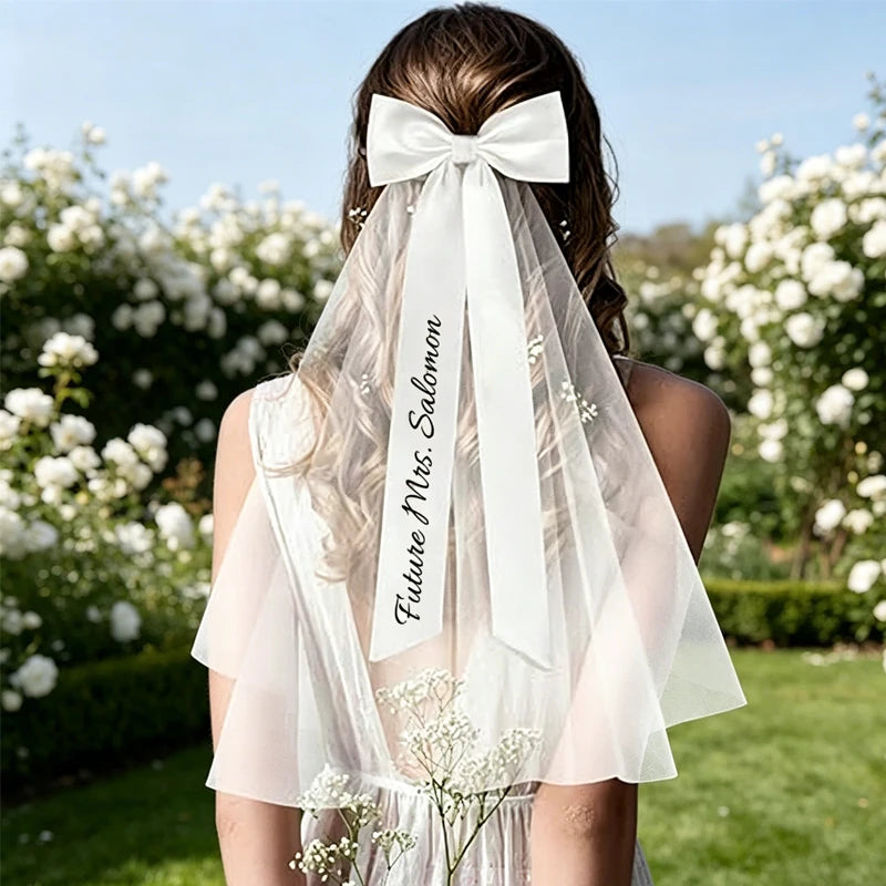 Personalised Bridal Bow Veil | Custom Future Mrs Wedding Gift
