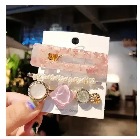 Korean Pearl Hair Clips – Gold Geometric Acrylic Barrettes 4 Sets Hair Clips Set Peaceful Pleasures Health and Wellness BC11-0122 China Mainland