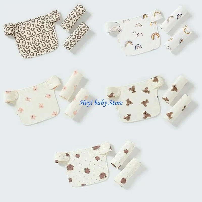 Soft Cotton Baby Drool Bib & Detachable Shoulder Strap Set