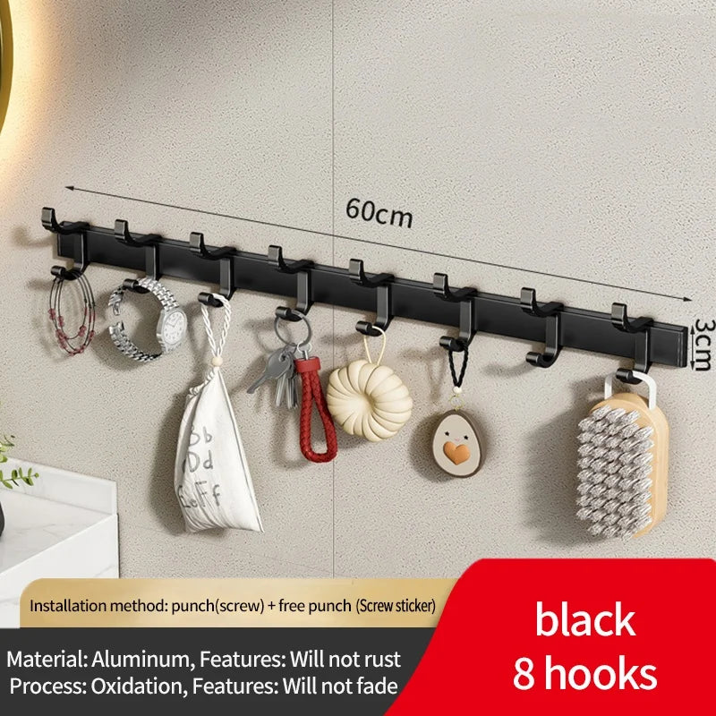 No-Drill Adjustable Door Hooks – 6-Pack Aluminum Bathroom Hooks