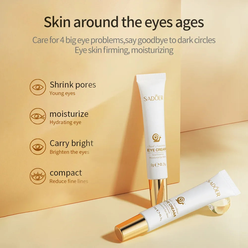 SADOER Snail Eye Cream Anti Wrinkle Dark Circles Under The Eyes Remove Eye Bags Moisturizing Anti-Aging Eyes Skin Care Products Peaceful Pleasures Health and Wellness