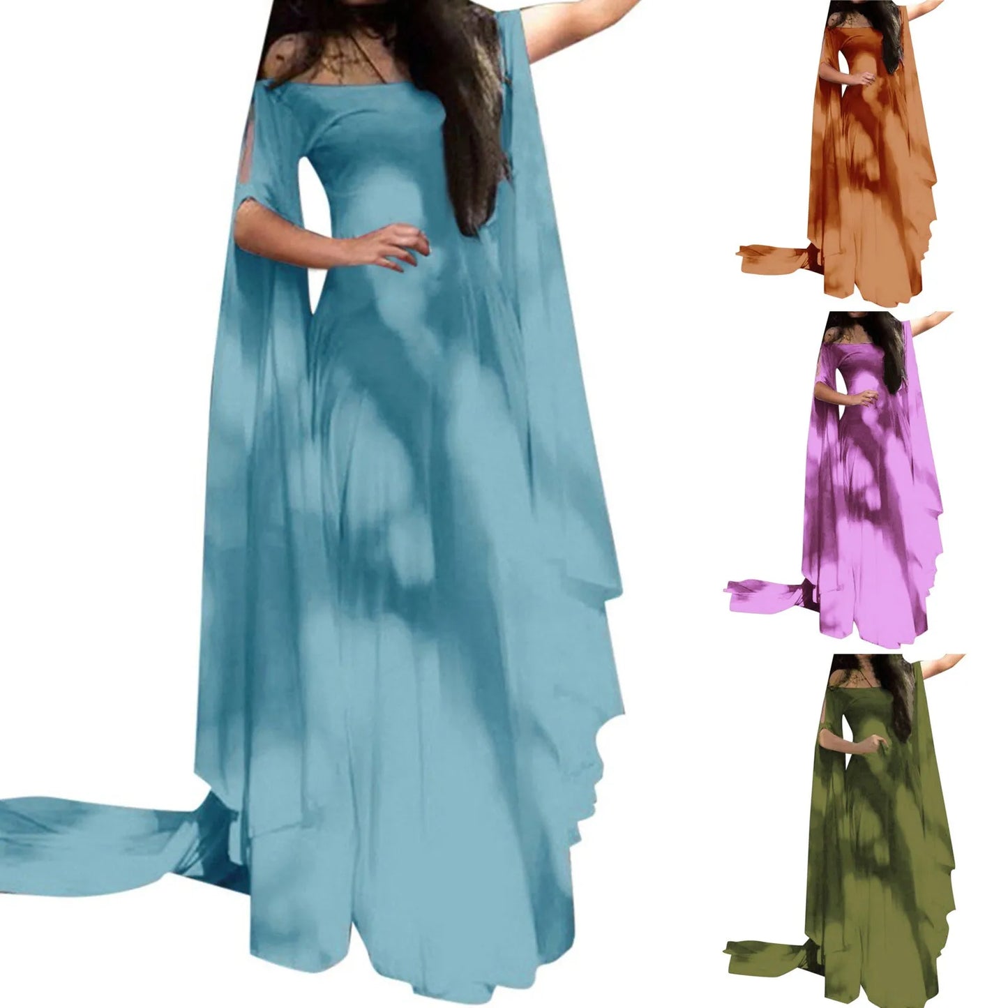 Women Halloween Dress Retro Cosplay Vintage Party Club Elegante Solid Off Shoulder Dress Maxi Funny Halloween Elf Dress Peaceful Pleasures Health and Wellness