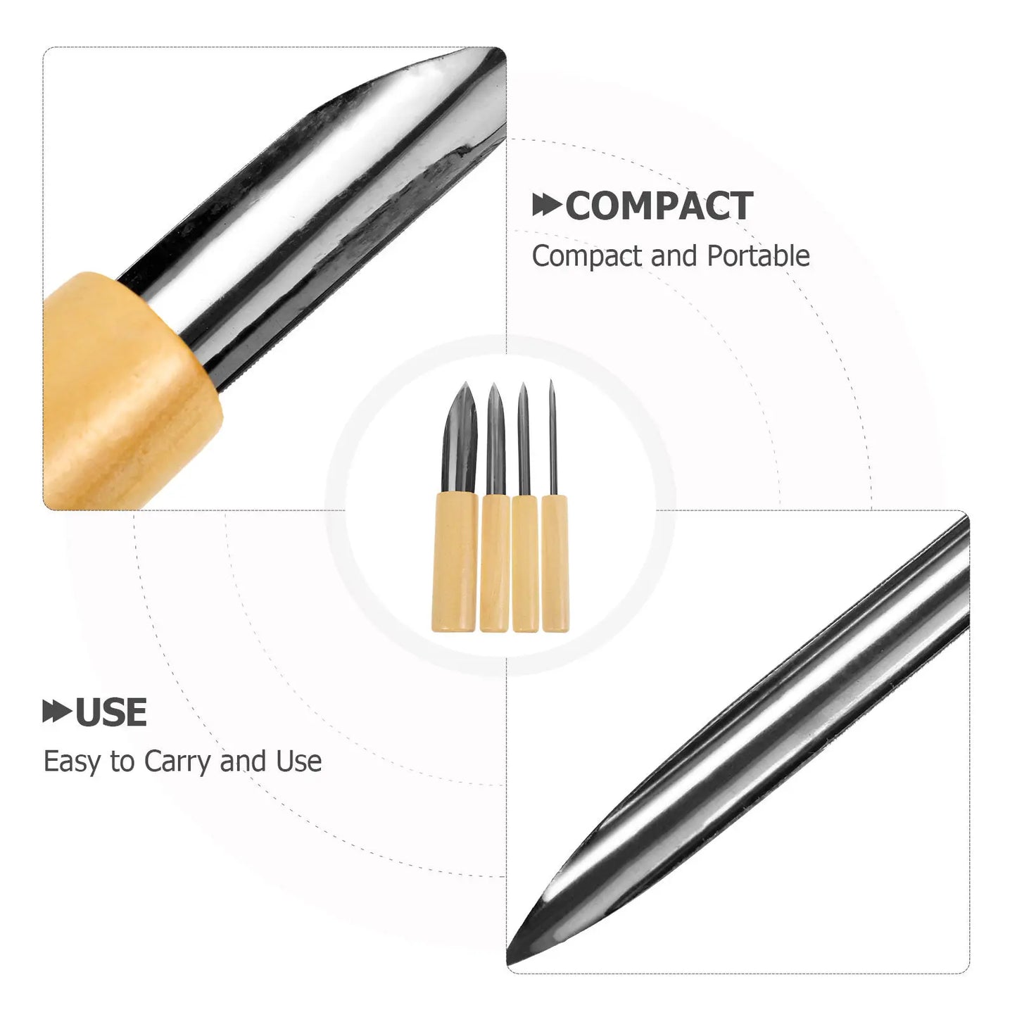 4Pcs Pottery Hole Cutter Set Wood Handle Metal Tip Clay Circle Shaping Tool for Sculpture Polymer Clay Ceramics Drilling Circle Peaceful Pleasures Health and Wellness