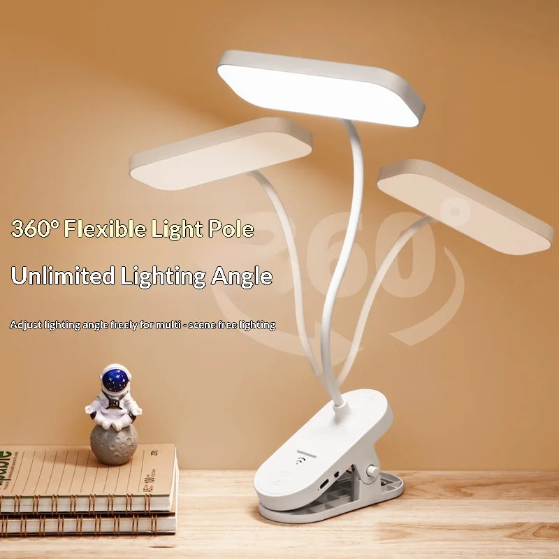 USB Rechargeable Clip-on LED Desk Lamp, Eye-Caring Reading Light for Students, Dorm Bedroom Desk Study Office Portable Lamp Peaceful Pleasures Health and Wellness