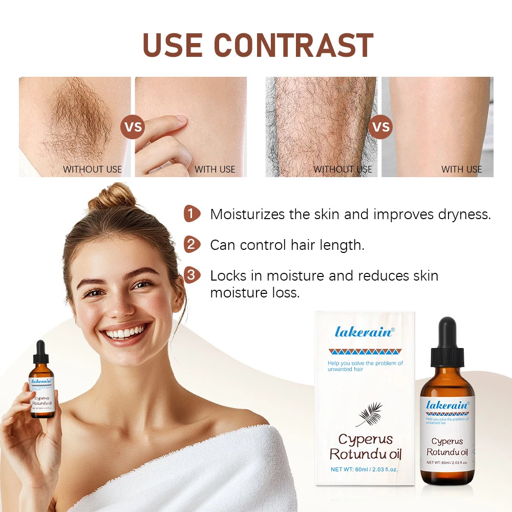 60ml Cyperus Rotundus Oil Nourish the Skin Ingredients are Safe Inhibit Hair Growth Wide Scope of Application Solve Hair Dense P Peaceful Pleasures Health and Wellness