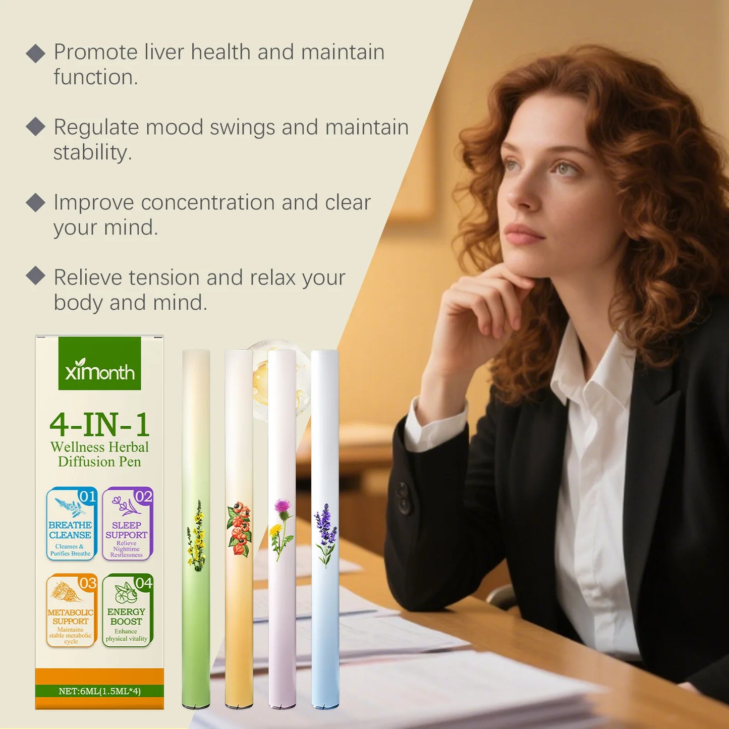 4-in-1 Aromatherapy Diffuser Pen | Breathing & Relaxation 4-Pack
