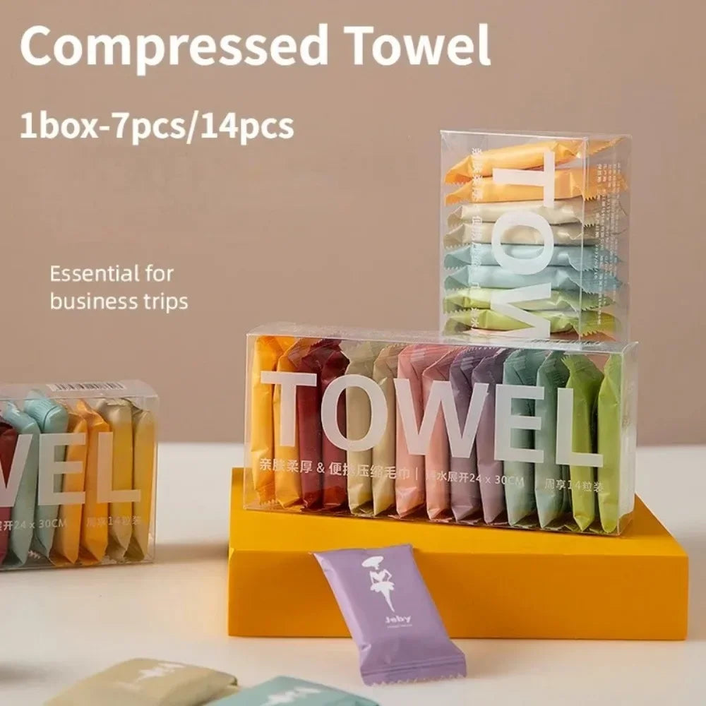 Disposable Compressed Travel Face Towels | 100% Cotton 7 & 14 Pack