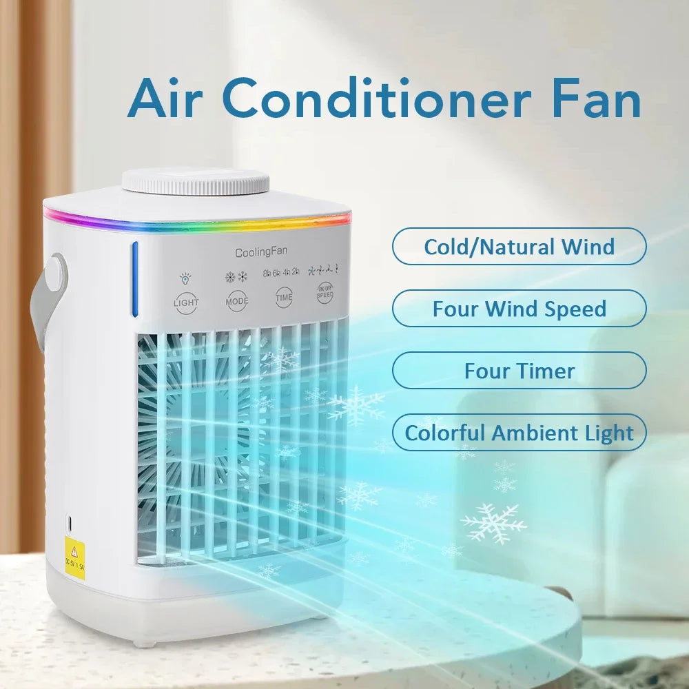 Portable USB Mist Fan 700ml | RGB Light, 3 Speeds & Timer