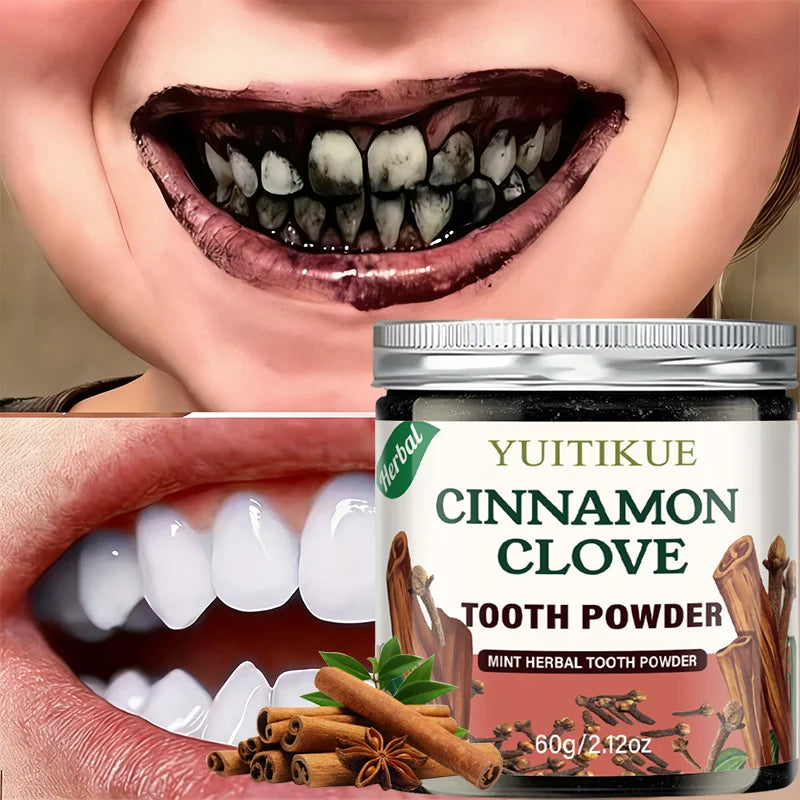 Yuitikue Cinnamon Clove Tooth Powder, 60g Natural Herbal Mint Tooth Cleanser for Oral Care, Fresh Breath & Deep Cleaning Peaceful Pleasures Health and Wellness