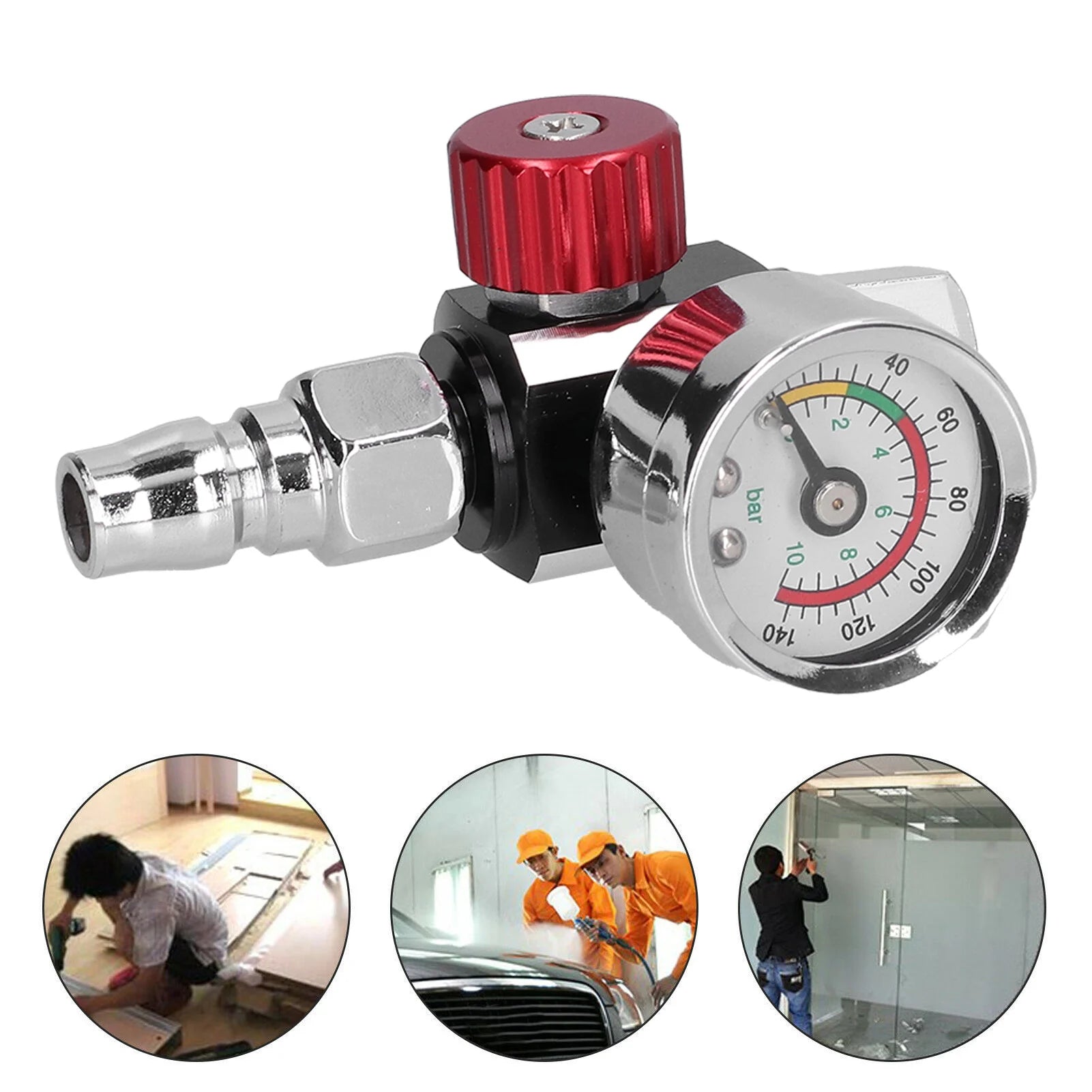 G1/4in Thread Spray Paint Gun Air Pressure Regulator Pressure Regulating Adjusting Valve Gauge Paint Gun Air Adjusting Regulator Peaceful Pleasures Health and Wellness