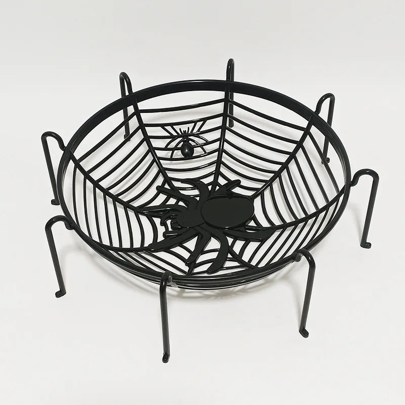 Halloween Black Spider Web Bowl Fruit Plate Candy Biscuit Basket