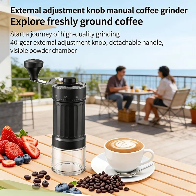 Manual Coffee Grinder with 40 Adjustable Settings - Portable Conical Grinder, 35g Capacity, Detachable Parts, Suitable for Aeropress, Espresso, Drip Coffee, French Press, and Moka Pot, Stylish and Durable Plastic Design, Suit Peaceful Pleasures Health and Wellness black