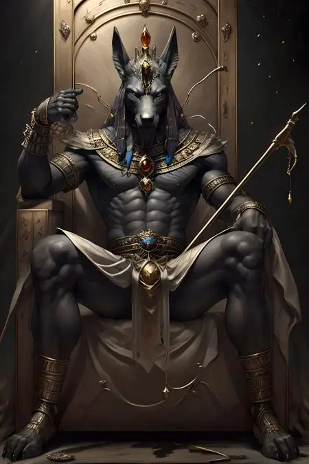 Ancient Egyptian Fantasy Mythology The God Anubis Golden Portrait Posters Print Canvas Painting Wall Art Picture Room Home Decor Peaceful Pleasures Health and Wellness PF 28003 40x60cm Unframed