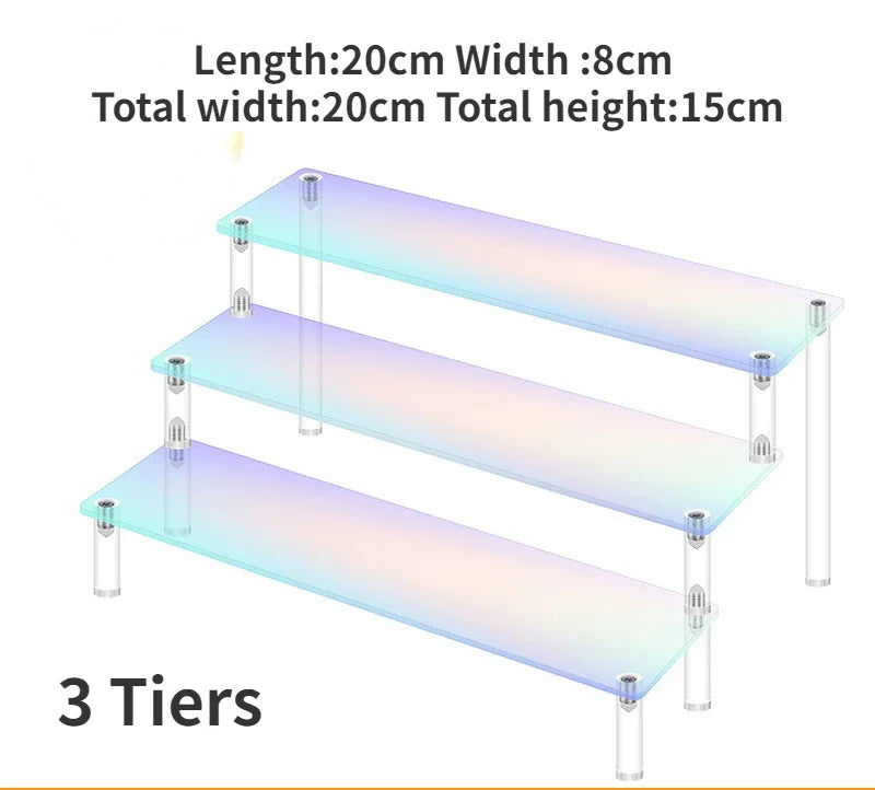 Iridescent Acrylic Display Riser Stand 1–5 Tier Shelf Organizer