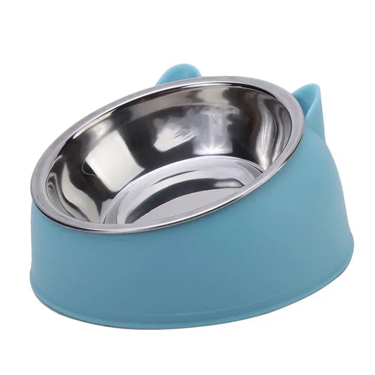 Tilted Stainless Steel Cat Bowl | 15° Anti-Choke Pet Feeder Pet Food Bowl Peaceful Pleasures Health and Wellness