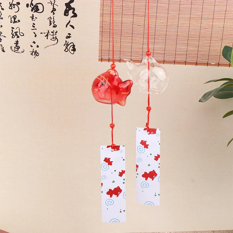 Japanese Furin Glass Goldfish Wind Chime | Zen Garden Decor