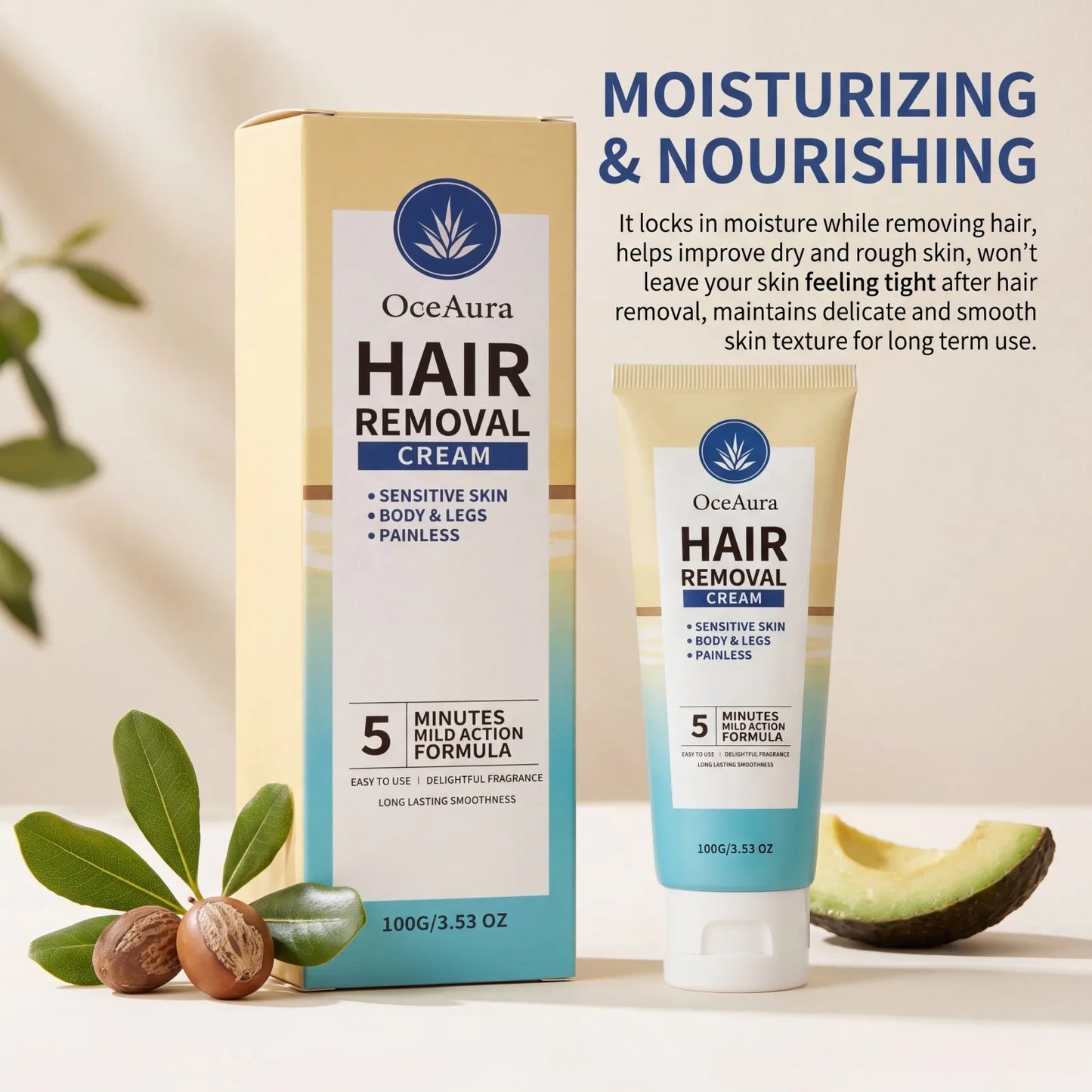 Painless Hair Removal Cream with Shea Butter – 100g