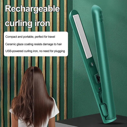 USB Cordless 2-in-1 Hair Straightener & Curler | Travel Flat Iron Hair Straightener Curler Peaceful Pleasures Health and Wellness