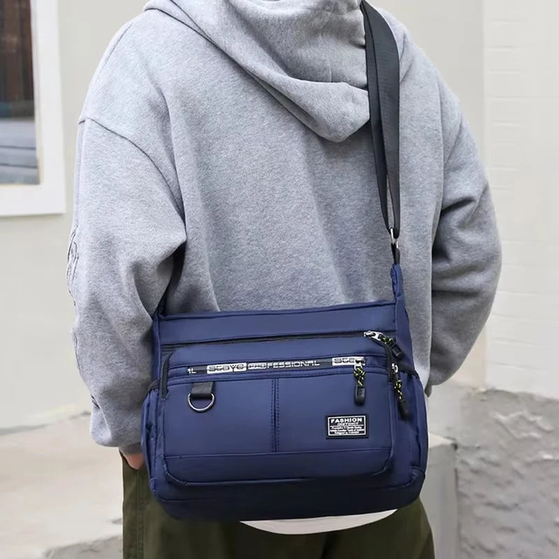 Men's cross-body bag with multi-layered pockets, adjustable shoulder strap, business single-shoulder bag Peaceful Pleasures Health and Wellness