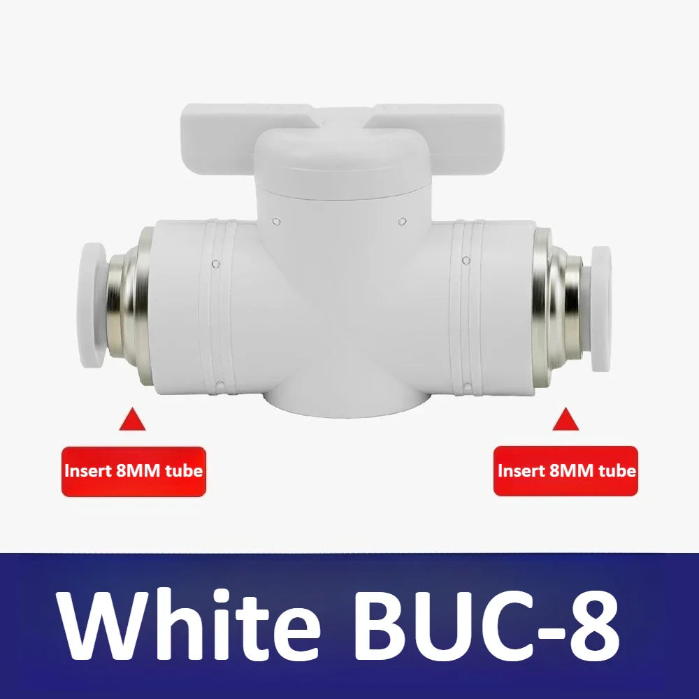 Pneumatic Ball Hand Valve Quick-Connect PU Air Pipe 4–12mm