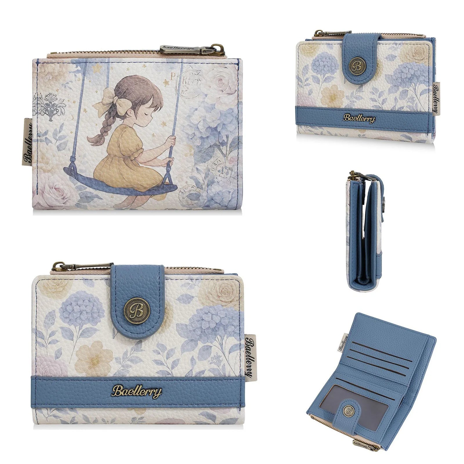 Women's Short Wallet with Multiple Card Slots Korean Style PU Leather Handheld Purse for Daily Use Peaceful Pleasures Health and Wellness