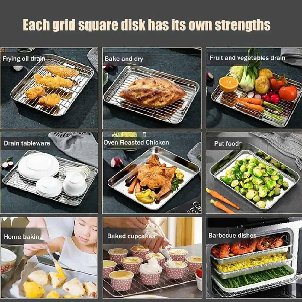 Stainless Steel Baking Pan with Cooling Rack | 4 Sizes