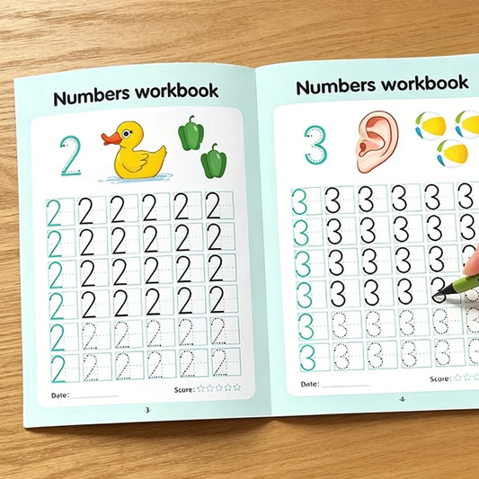 Children's Digital Practice Workbook Tracing Pages Numbers 0-100 Peaceful Pleasures Health and Wellness