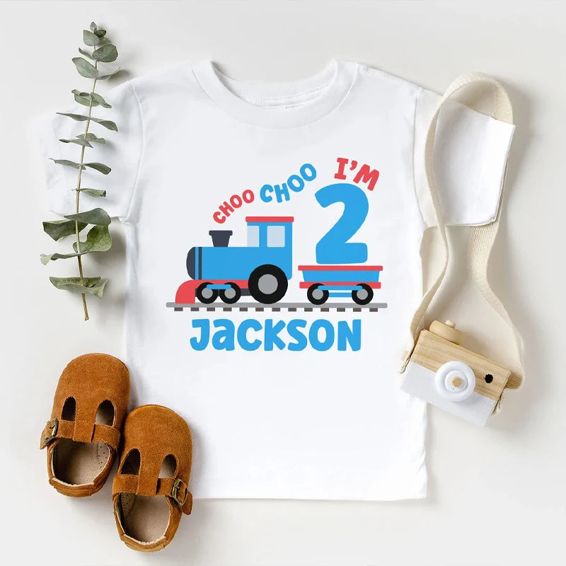 Personalized Choo Choo I'm 2 Toddler Train Birthday Shirt Toddler Birthday Shirt Peaceful Pleasures Health and Wellness