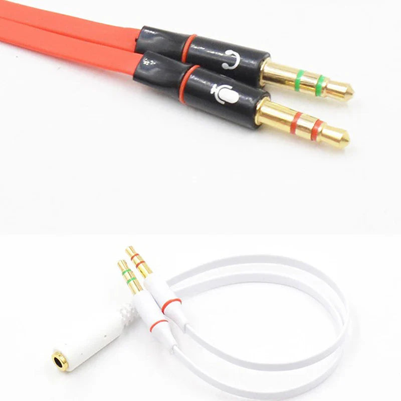 3.5mm TRRS Headset Splitter Adapter – Audio & Mic to 2 Male