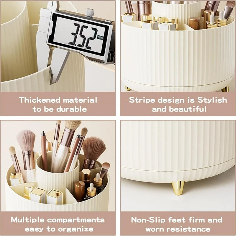 360° Rotating Makeup Brush Holder & Vanity Organizer