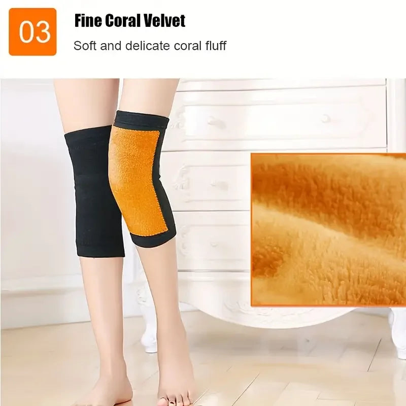 1 Pair Spring Golden Velvet Warm Knee Pads, Thickened Knee Pads Knee Joint Protection Cold-proof Leggings Peaceful Pleasures Health and Wellness