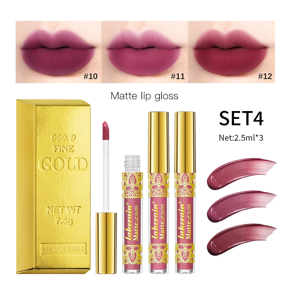 Golden Bar Luxury Lipstick Timeless Velvety Smooth Finish Intense Color Stay Smudge-Proof & Waterproof Valentines Day Gift for H Peaceful Pleasures Health and Wellness set 4