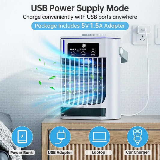 Portable Air Cooler Desktop Cooling Fan Water Cooling Spray Fan USB Office Air Conditioning Cooler 500ml Water Tank Peaceful Pleasures Health and Wellness