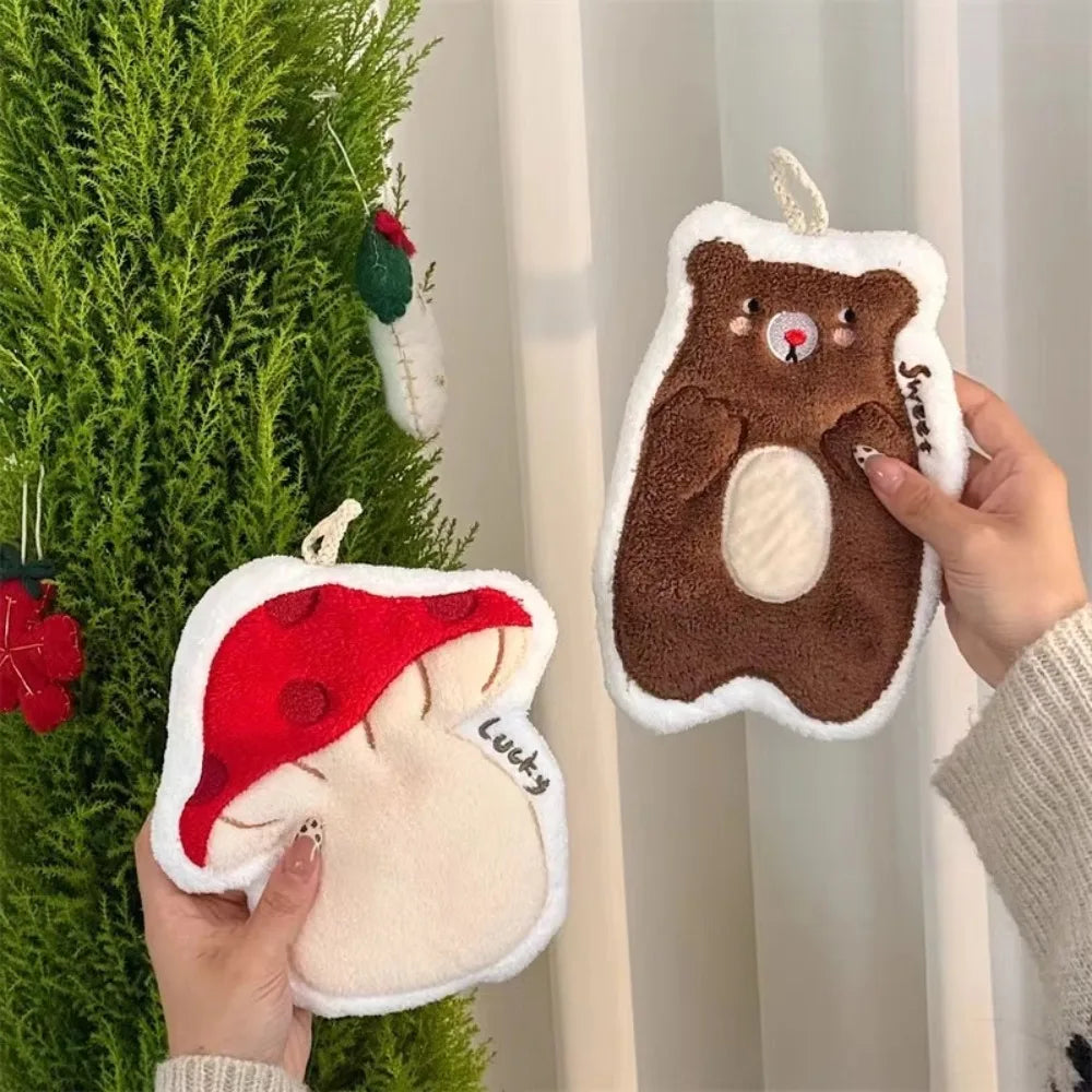 Kawai Hand Towel Absorbent Kitchen Towel Hand Cloth Bathroom Hand Cloth Cartoon Hand Towels Convenient Hanging Towel for Hand Peaceful Pleasures Health and Wellness