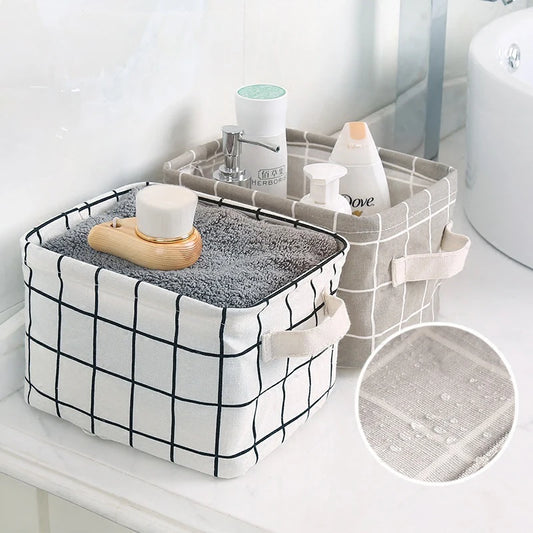 Random Cotton Hemp Storage Basket with Handheld Printed Tabletop, Miscellaneous Sorting Cabinet, Small Clothing, Fabric Storage Peaceful Pleasures Health and Wellness