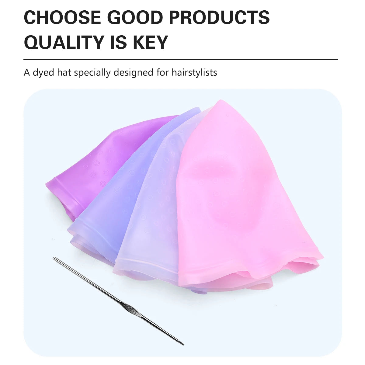 For Hair Dying Salon Dye Silicone Cap With Needle Silicone Hair Highlights Cap Needle Reusable Hair Hairstyling Tools Peaceful Pleasures Health and Wellness