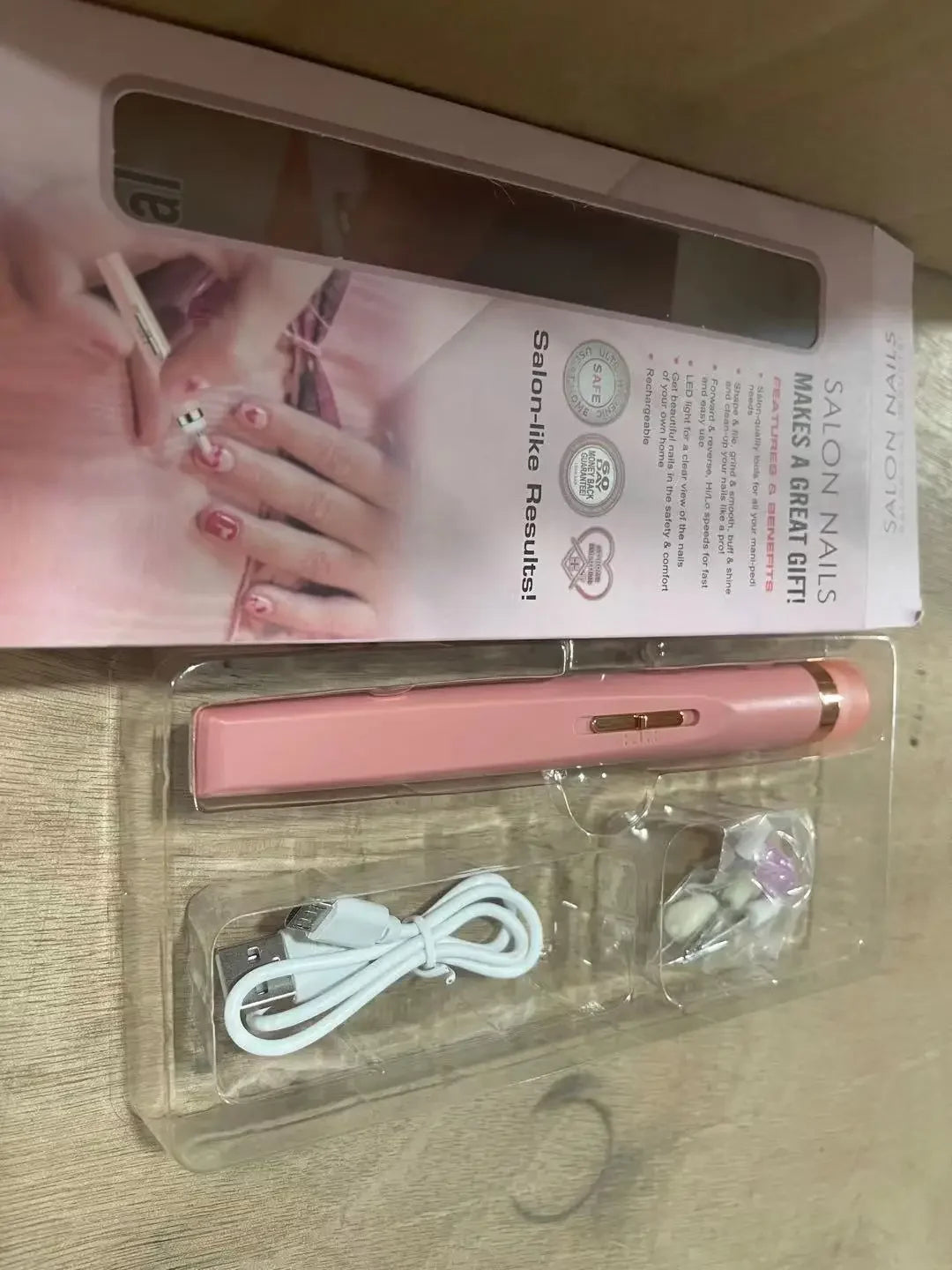 Electric Nail Grinder Nail Polishing Machine with Light Portable Mini Electric Manicure Art Pen Tools with Box for Gel Removing Peaceful Pleasures Health and Wellness Dark Pink