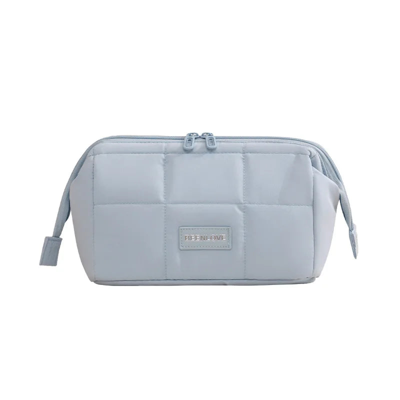2026 New Large Capacity Portable Makeup Bag Travel Cosmetic Storage Pouch Lipstick Organizer Wash Bag Peaceful Pleasures Health and Wellness Blue