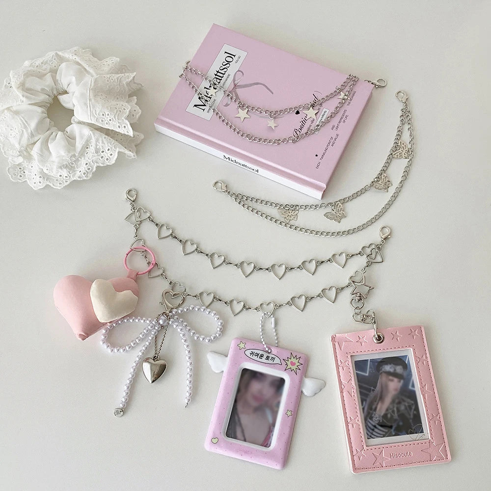 Sweet Cool Double Layered Love Chain Bag Buckle Student DIY Star