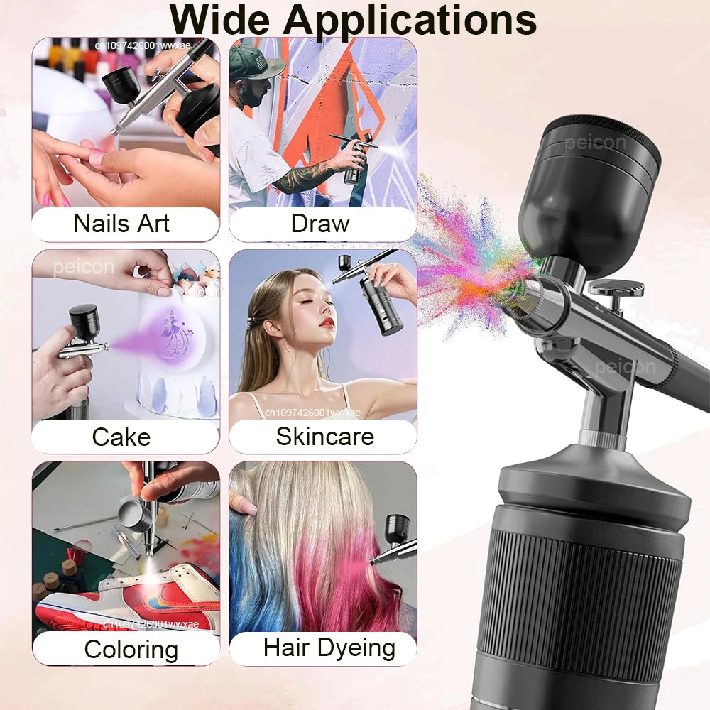 Airbrush with Compressor Mini Spray Gun for Painting Modeling Craft Airbrush Painting Wireless Portable Airbrush Paint Spray Gun Peaceful Pleasures Health and Wellness
