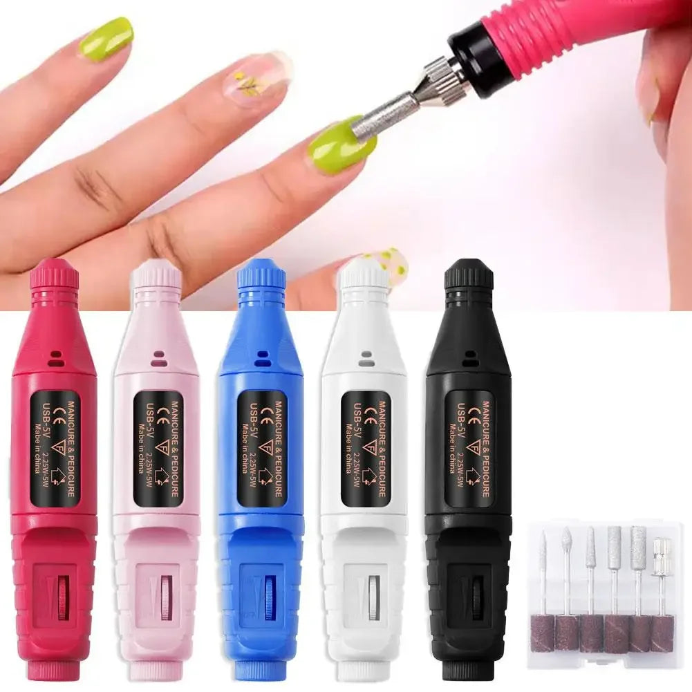 Rechargeable Electric Nail Drill & File Set – 6 Bits Peaceful Pleasures Health and Wellness